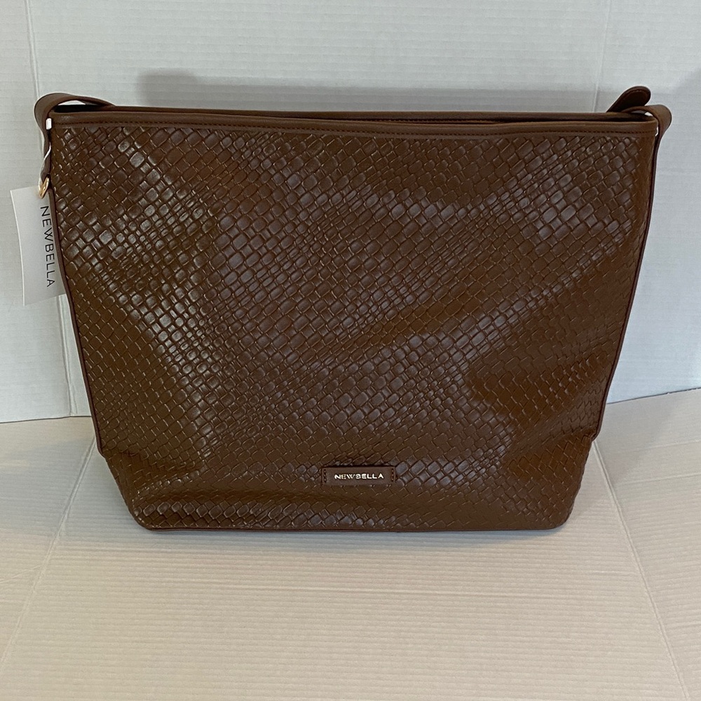 Newbella Brown Vegan Leather Textured Slouchy Hobo Handbag
